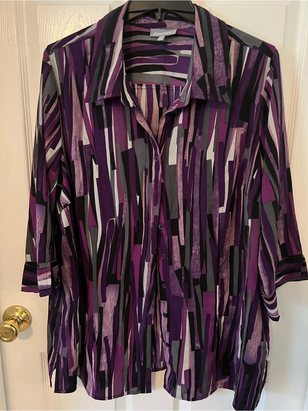 Essentials Purple & Black Geometric Button-Down Shirt